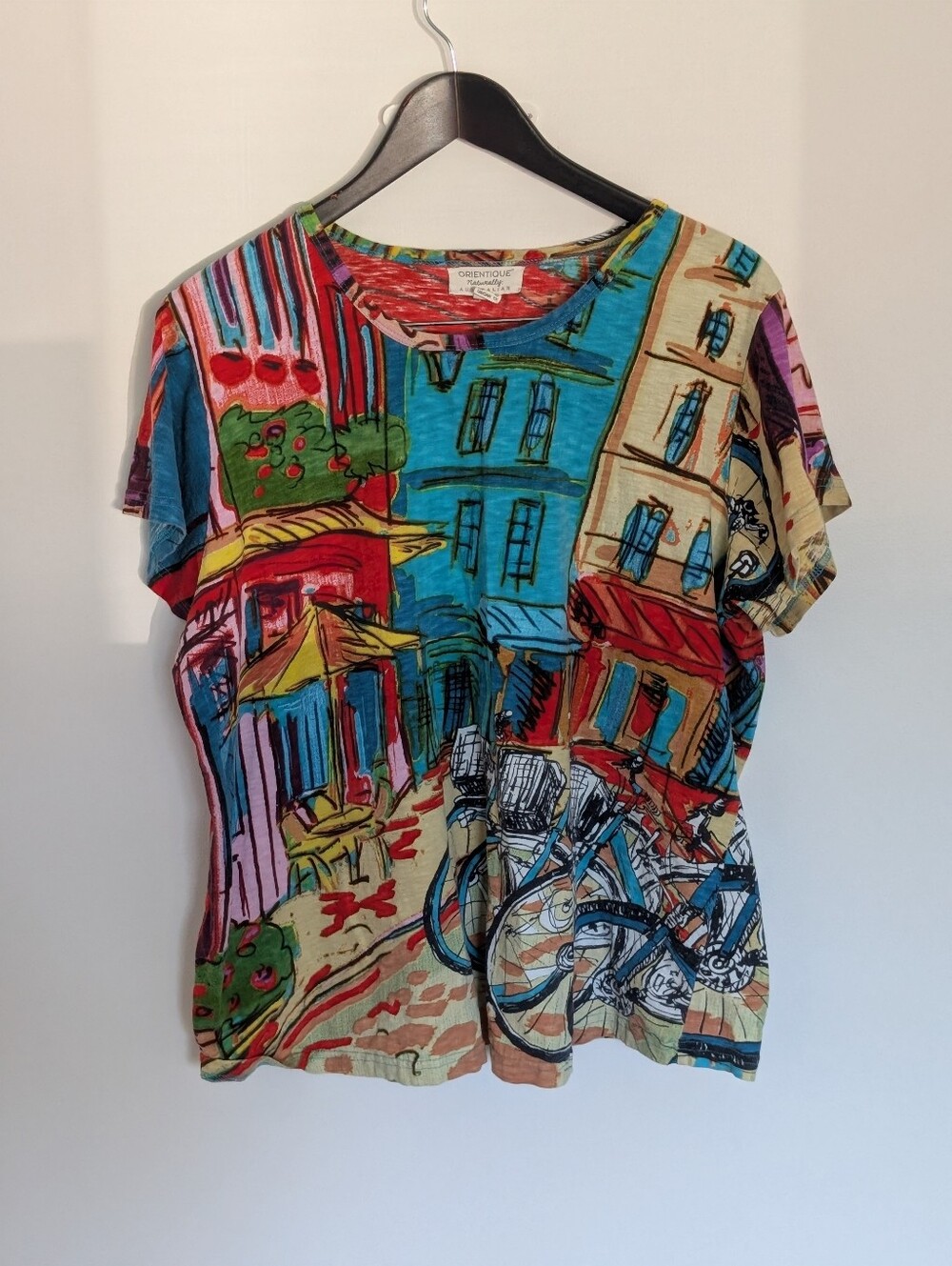 Orientique Naturally Australian Art Print Organic Cotton Tee Top Size 1X / 20